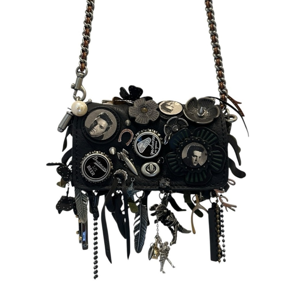 Coach Elvis Charm Bag Black & Silver